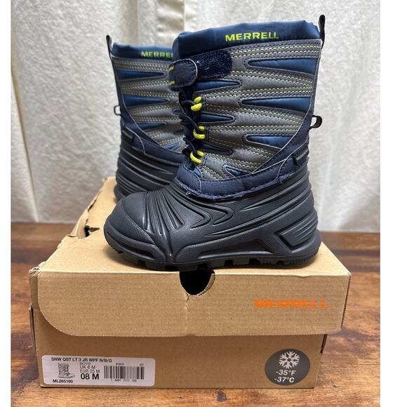 Merrell Snow Quest Lite 3.0 Insulated Snow Winter Boots Boy Size 8M Waterproof - Picture 1 of 9